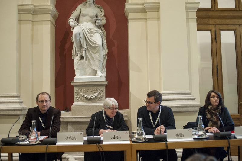 Panel 6 Podium v.li.: Universität Salzburg Siegried Göllner, Moderation - Universität Wien Eva Kreisky, Uni Wien Matthias Falter und Margit Reiter