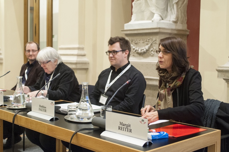 Panel 6: Podium v.li.: Universität Salzburg Siegried Göllner, Universität Wien Eva Kreisky Moderation, Uni Wien Matthias Falter und Margit Reiter