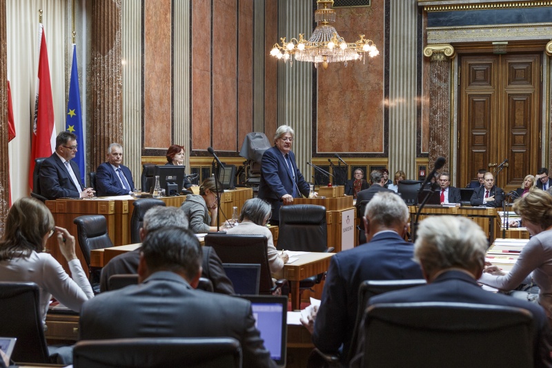 Bundesrat Stefan Schennach (S) am Rednerpult. Blick Richtung SitzungsteilnehmerInnen