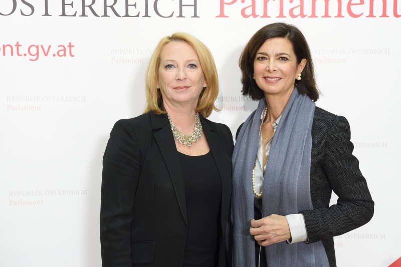 v.li.: Nationalratspräsidentin Doris Bures (S), Präsidentin der italienischen Abgeordnetenkammer Laura Boldrin