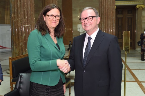 von rechts.: ZweiterNationalratspräsident Karlheinz Kopf (V), EU-Kommissarin Cecilia Malmström