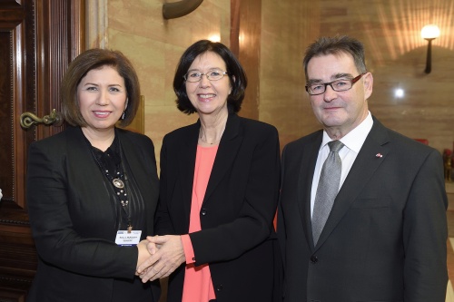 von rechts: Bundesratspräsident Josef Saller (V), OSZE-PV Vizepräsidentin Christine Muttonen (S) und die Vizeparlamentspräsidentin Aserbaidschan Bahar A. Muradova