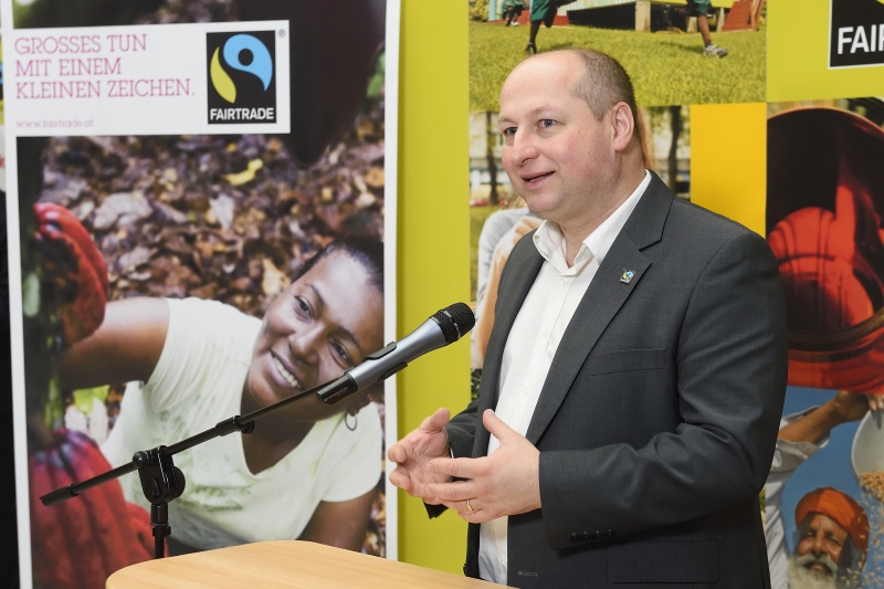 Geschäftsführer Fairtrade Österreich Hartwig Kirner am Wort