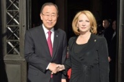 von rechts: Nationalratspräsidentin Doris Bures (S), UN-Generalsekretär Ban Ki-moon