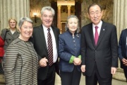 von links: Margit Fischer, Bundespräsident Heinz Fischer, Ban Soon-teak , UN-Generalsekretär Ban Ki-moon
