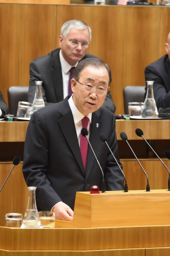 Rede von UN-Generalsekretär Ban Ki-moon im Sitzungssaal des Nationalrates