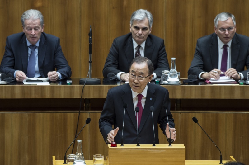 Rede von UN-Generalsekretär Ban Ki-moon im Sitzungssal des Nationalrates