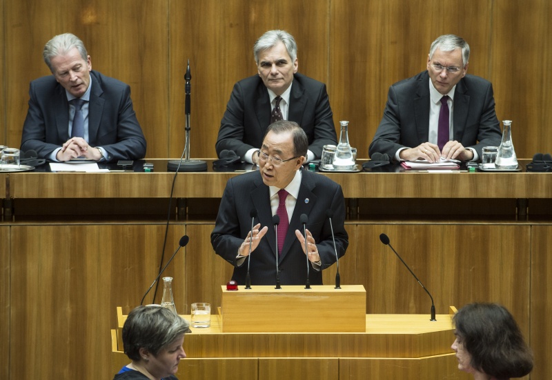 Rede von UN-Generalsekretär Ban Ki-moon im Sitzungssal des Nationalrates