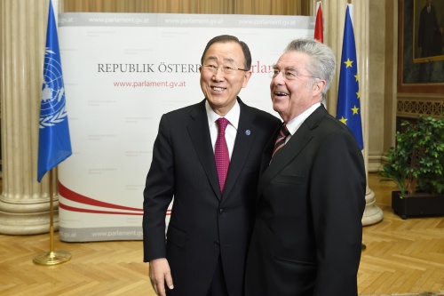 von links: UN-Generalsekretär Ban Ki-moon und Bundespräsident Heinz Fischer