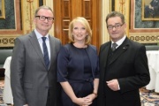 von links: Zweiter Nationalratspräsident Karlheinz Kopf (V), Nationalratspräsidentin Doris Bures (S),Bundesratspräsident Josef Saller (V),
