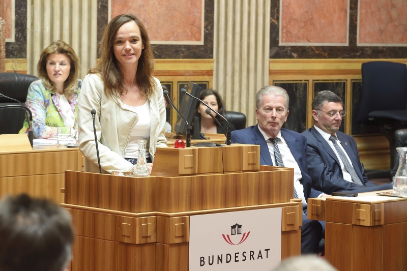 Bildungsministerin Sonja Hammerschmid (S) bei ihren Ausführungen