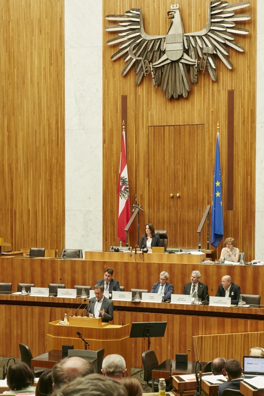 Nationalratsabgeordneter Georg Strasser (V) am Rednerpult