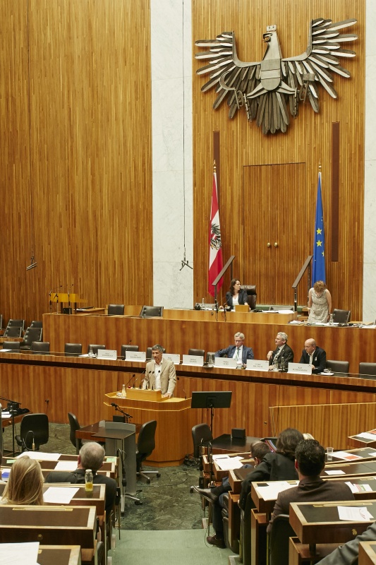 Nationalratsabgeordneter Rudolf Plessl (S) bei seinem Resümee