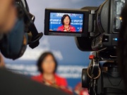 Präsidentin der OSZE-PV Christine Muttonen (S) beim Interview