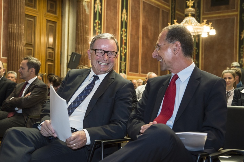 Von links: Zweiter Nationalratspräsident Karlheinz Kopf (V), Politologe Peter Filzmaier