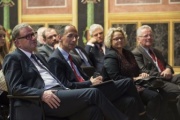 Von links: Zweiter Nationalratspräsident Karlheinz Kopf (V), Politologe Peter Filzmaier, Bundesministerin a.D. Claudia Bandion-Ortner, Staatssekretär a.D. Alfred Finz