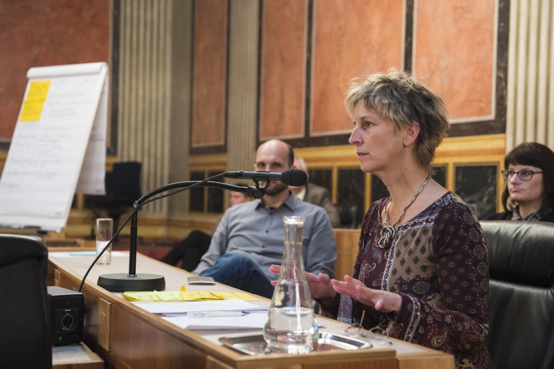Ursula Seethaler bei der Präsentation der Ergebnisse seiner Arbeitsgruppe