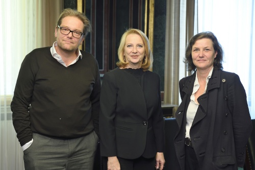 Von links:  Peter Wolf, Nationalratspräsidentin Doris Bures (S) und Jaqueline Kornmüller