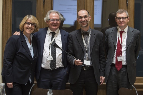 Von links: EPTA-Vorsitzende und Nationalratsabgeordnete  Ruperta Lichtenecker (G), Yves Le Deaut,  EPTA-Präsident Michael Nentwich und Eric Szij