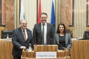 Von links: Justizminister Wolfgang Brandstetter (V), Bundesratspräsident Mario Lindner (S) und Staatssekretärin Muna Duzdar (S)