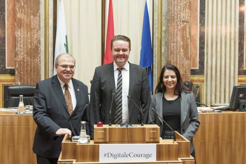 Von links: Justizminister Wolfgang Brandstetter (V), Bundesratspräsident Mario Lindner (S) und Staatssekretärin Muna Duzdar (S)