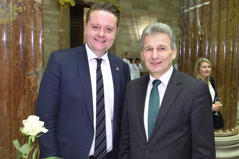 von links: Bundesratspräsident Mario Lindner (S) und ÖGB-Präsident Erich Foglar