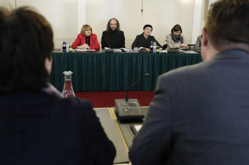 Die Delegation des Ausschusses für Gesundheit und Sozialpolitik des tschechischen Senats während der Aussprache