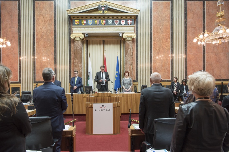 Bundesratspräsident Mario Lindner (S) bei seiner Erklärung