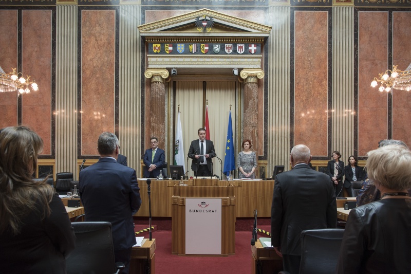 Bundesratspräsident Mario Lindner (S) bei seiner Erklärung