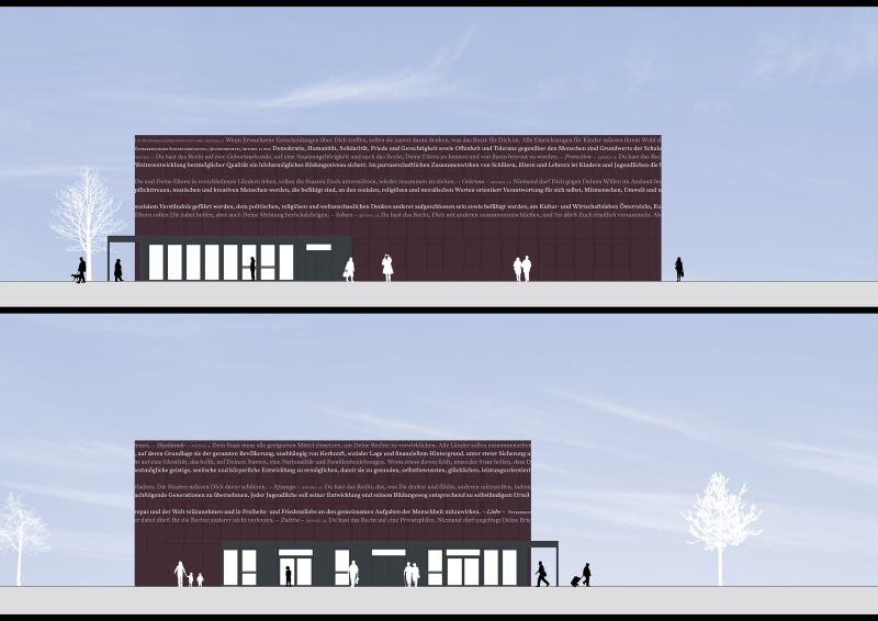 Entwurf der Fassadengestaltung für die Pavillons am Heldenplatz
