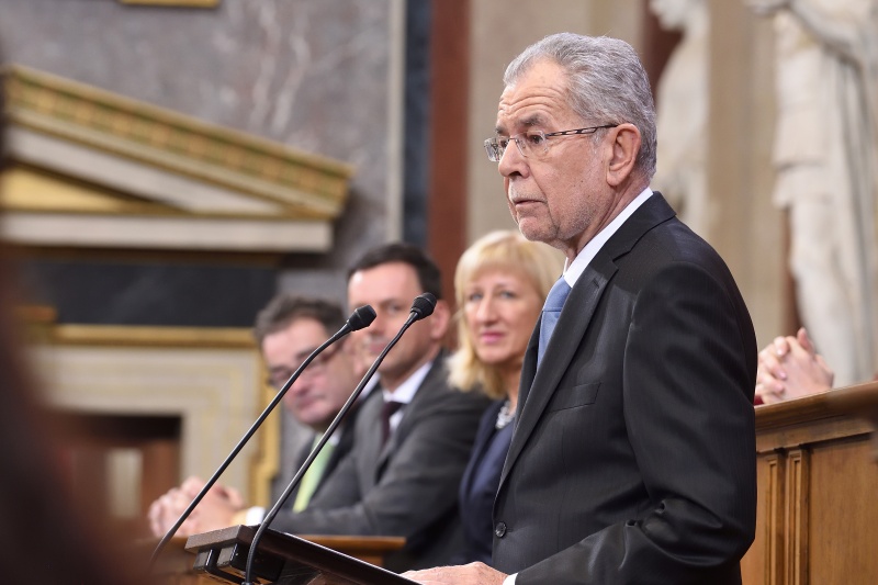 Bundespräsident Alexander Van der Bellen bei seiner Rede