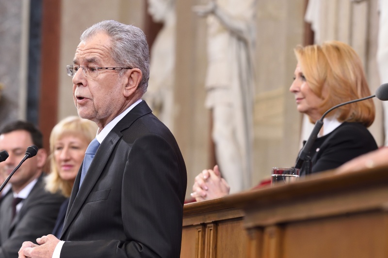 Bundespräsident Alexander Van der Bellen bei seiner Rede