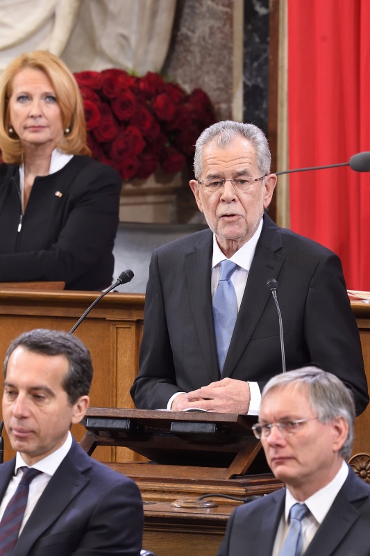 Bundespräsident Alexander Van der Bellen bei seiner Rede