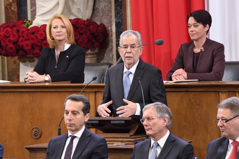 Bundespräsident Alexander Van der Bellen bei seiner Rede
