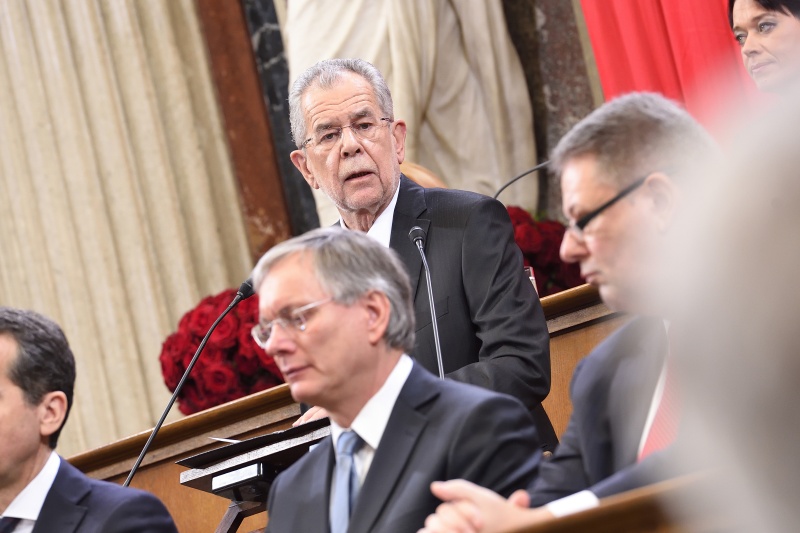 Bundespräsident Alexander Van der Bellen bei seiner Rede