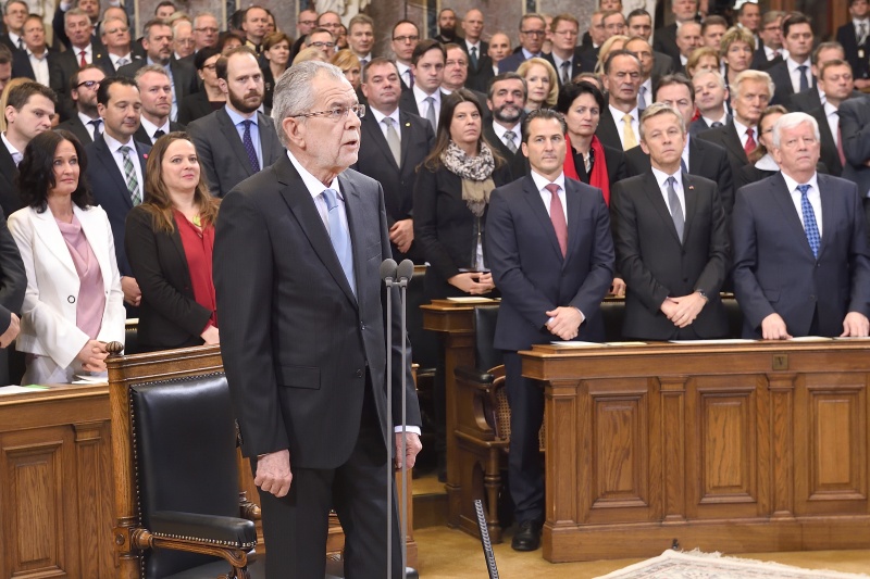 Bundespräsident Alexander Van der Bellen bei der Angelobung