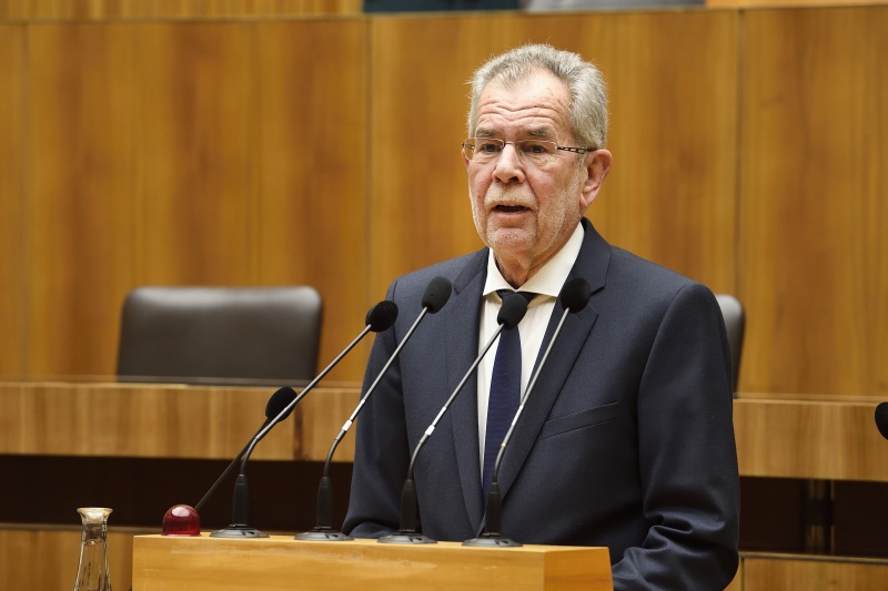 Bundespräsident Alexander Van der Bellen bei seiner Ansprache