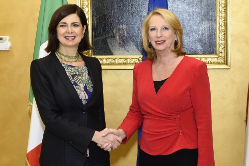 Von links: Präsidentin der italienischen Abgeordnetenkammer Laura Boldrini und Nationalratspräsidentin Doris Bures (S)