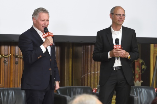 Von links: Landesdirektor ORF Tirol Helmut Krieghofer, Moderator ORF-Tirol Georg Laich