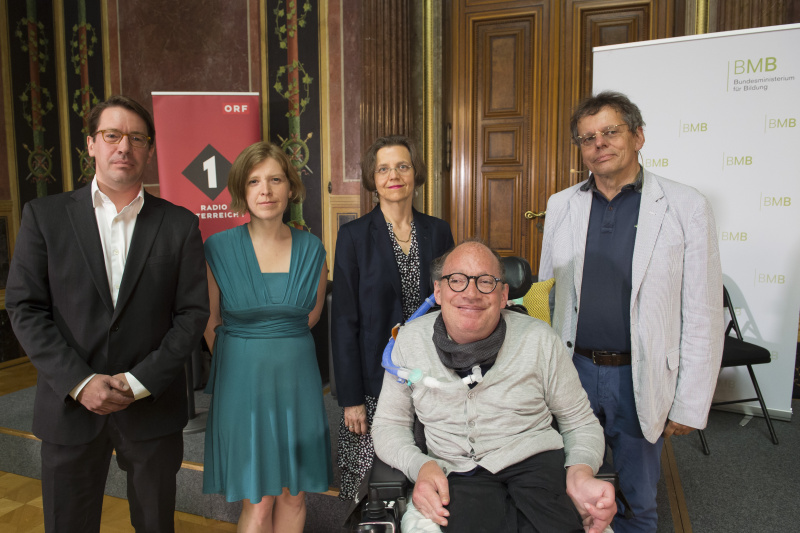 Von links: Sektionschef im Bundeskanzleramt Stefan Imhof, Filmemacherin Teresa Distelberger, Umwelthistorikerin Verena Winiwarter, Nationalratsabgeordneter Franz-Joseph Huainigg (V), Moderator Rainer Rosenberg