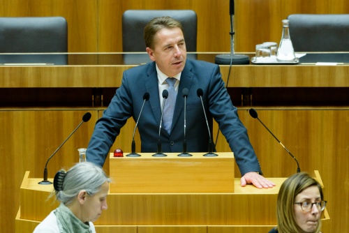 Nationalratsabgeordneter Erwin Angerer (F) am Rednerpult.