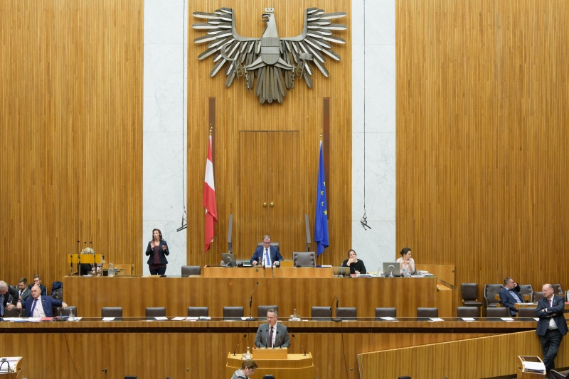 Nationalratsabgeordneter Jürgen Schabhüttl (S) am Rednerpult. Am Präsidium Zweiter Nationalratspräsident Karlheinz Kopf (V)