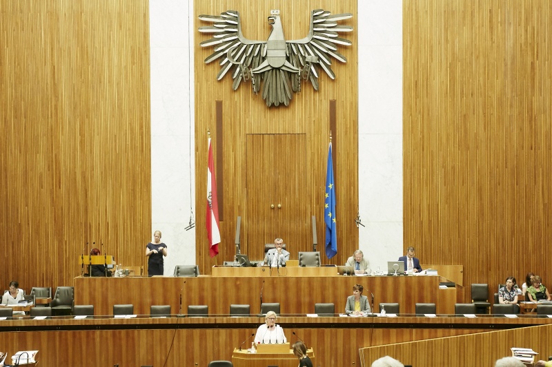 Nationalratsabgeordnete Dorothea Schittenhelm (V) am Rednerpult. Auf der Regierungsbank Gesundheitsministerin Pamela Rendi-Wagner (S). Am Präsidium Dritter Nationalratspräsident Norbert Hofer (F)