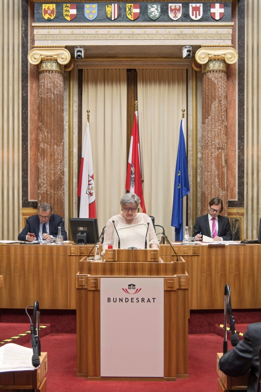 Bundesrätin Inge Posch-Gruska (S) am Rednerpult