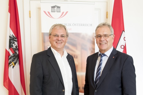 Von links: Landtagspräsident Harald Sonderegger und Bundesratspräsident Edgar Mayer (V)