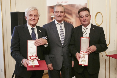 von links: Bundesratspräsident a. D. Gregor Hammerl (V), Bundesratspräsident Edgar Mayer (V), Bundesratspräsident a. D. Josef Saller (V)