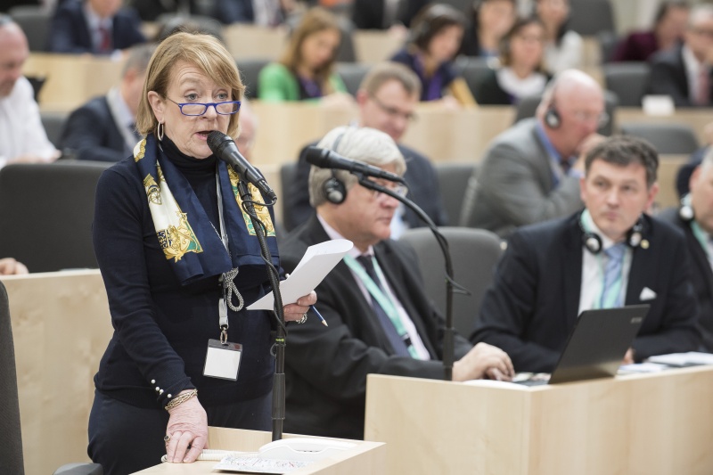 Veranstaltungsteilnehmerim bei ihrer Wortmeldung