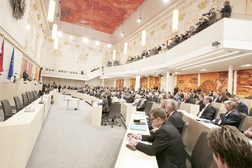 Antrittsrede von Nationalratspräsident Wolfgang Sobotka (V). Blick in den Sitzungssaal