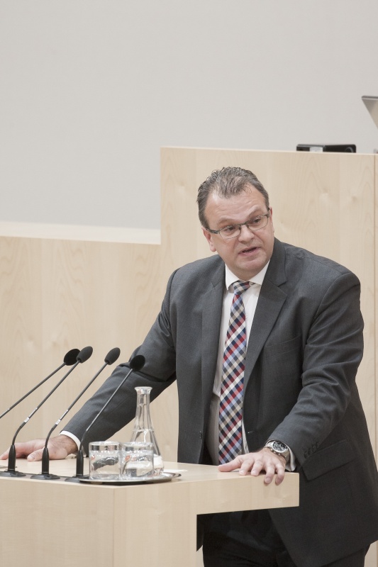 Am Rednerpult: Nationalratsabgeordneter Hans-Jörg Jenewein (F)