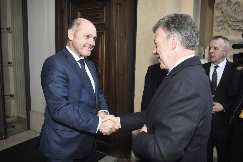 Von links:  Nationalratspräsident Wolfgang Sobotka (V), Präsident der Republik Kolumbien Manuel Santos